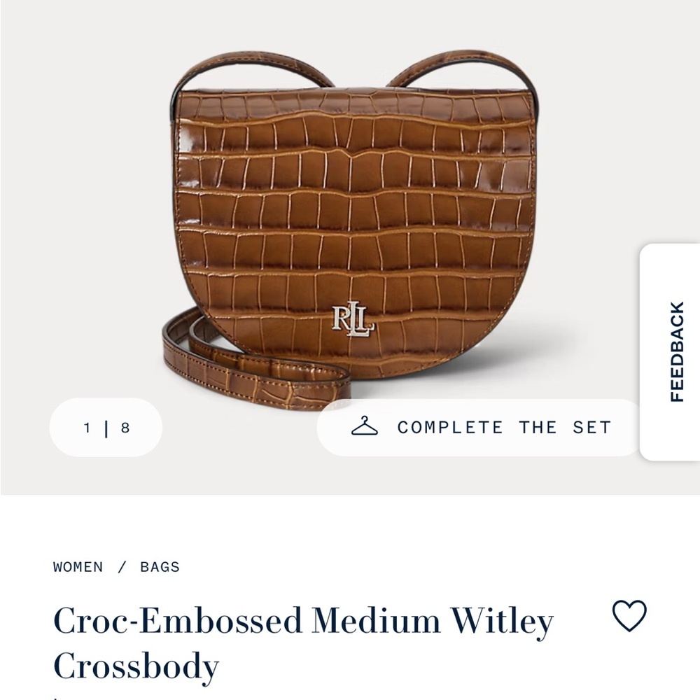Ralph Lauren Tan Croc-Embossed Crossbody Bag